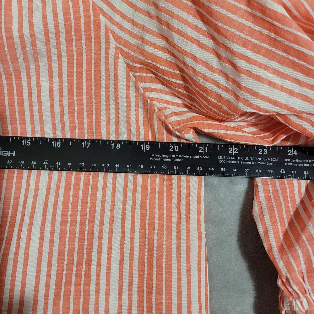 Tommy Bahama Blouse Womens M Orange White Striped Balloon Sleeve Tunic Top - Picture 2 of 6